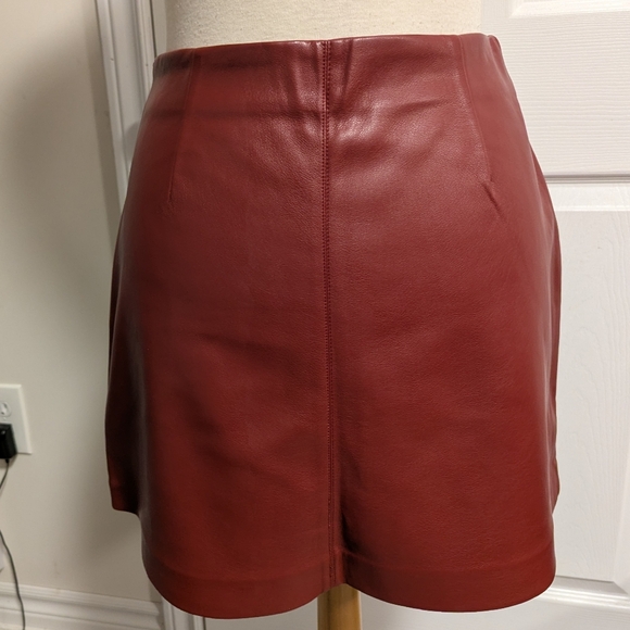 Dynamite Deep Red Leather Mini Skirt - Picture 6 of 9